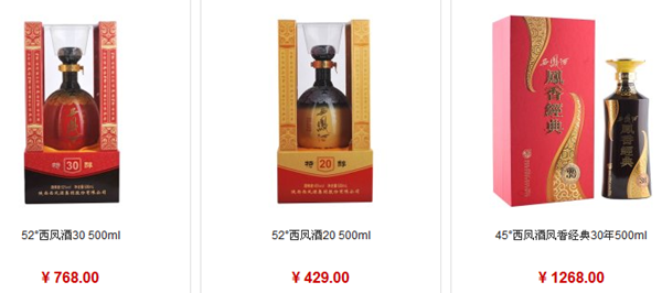2015年最新西凤酒价格表和图片一览